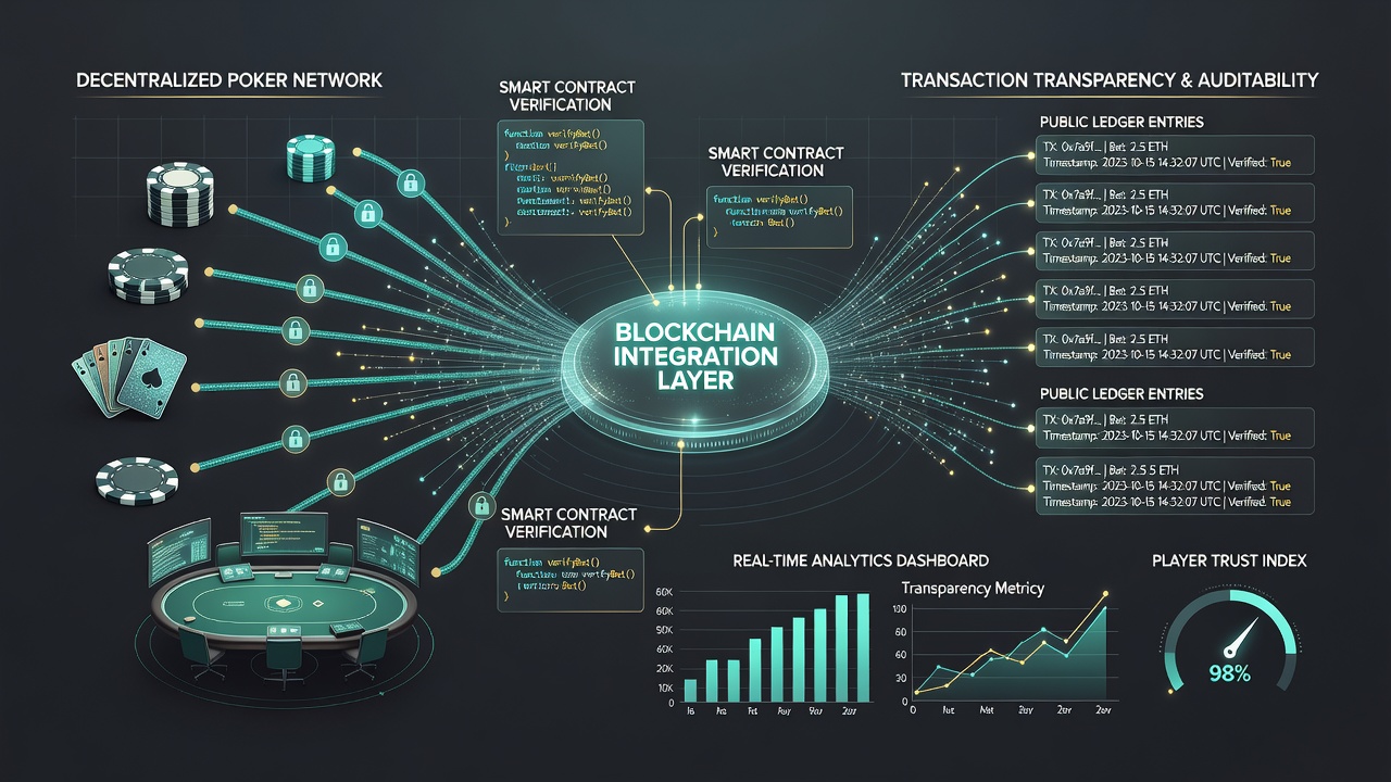 Detailed view of verified poker transaction blocks with timestamps and wallet addresses displayed on a monitoring dashboard