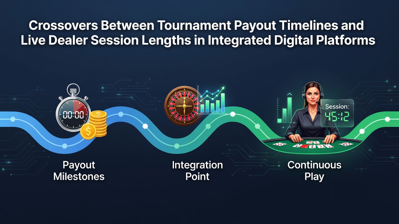 Integrated digital platform interface showing tournament payout schedules alongside live dealer tables