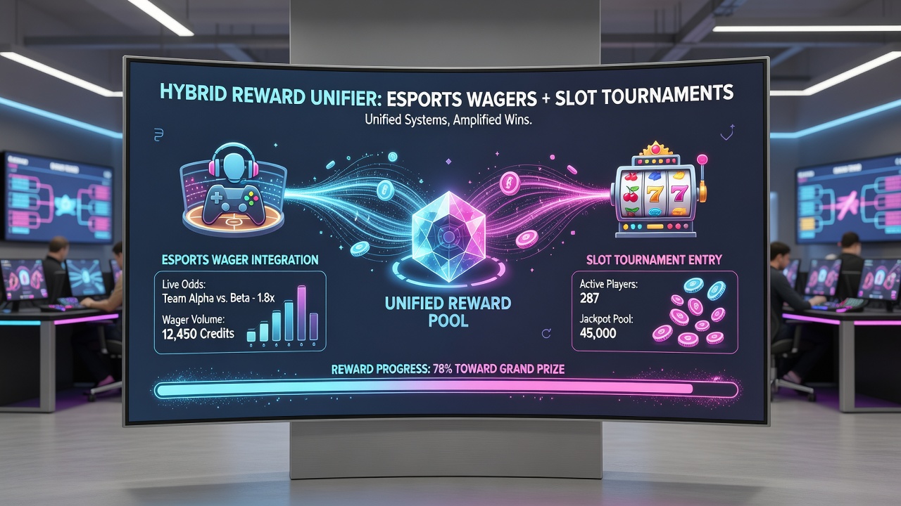 Esports match overlay with slot tournament leaderboard and shared reward points display