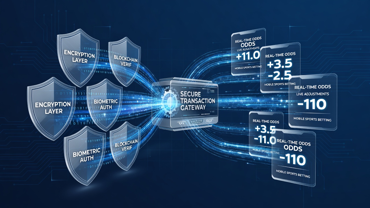 Secure transaction flow diagram illustrating encryption checkpoints before live odds updates on mobile devices
