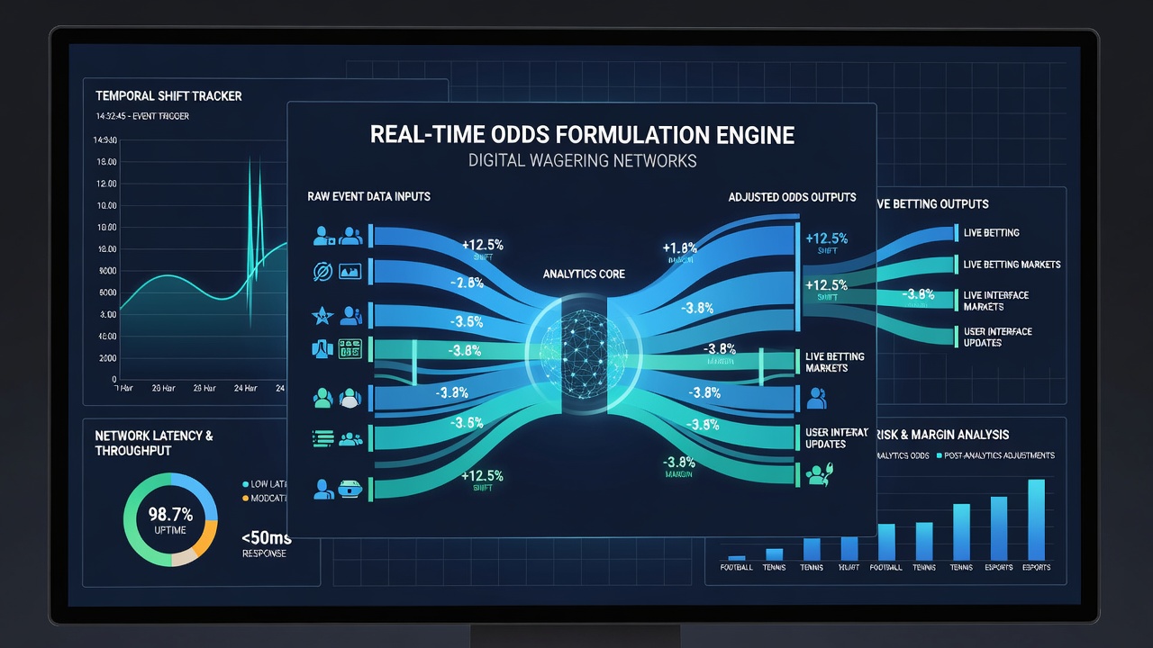 Network diagram illustrating how live data sources connect to analytics engines and odds servers